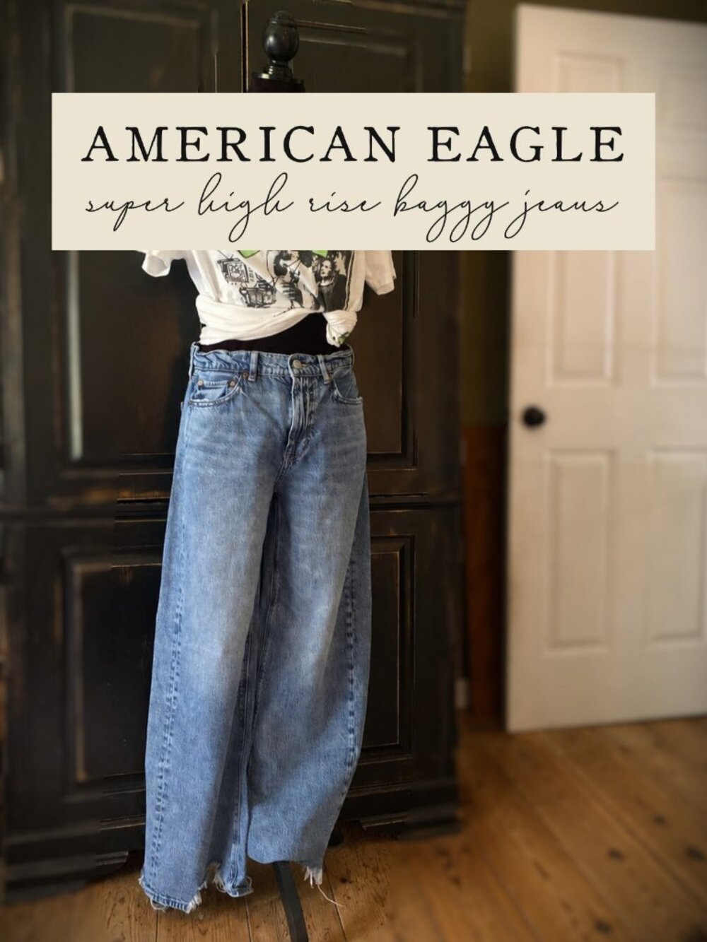 AMERICAN EAGLE Super High-Rise Baggy Wide Leg Jeans | Women's Size 8 Regular